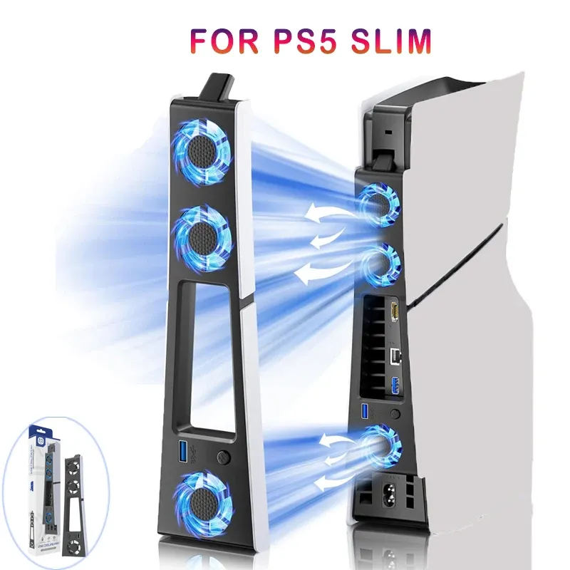 Ventilateur de refroidissement pour PS5 Slim et PS5 Digital avec éclairage LED et fonctionnement silencieux