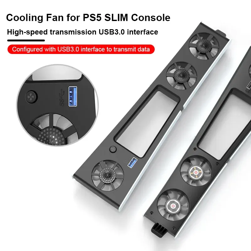 Ventilateur de refroidissement pour PS5 Slim et PS5 Digital avec éclairage LED et fonctionnement silencieux 4