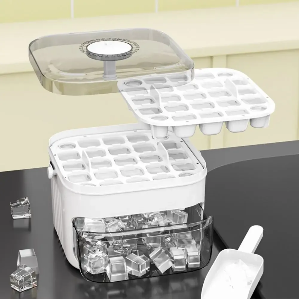 Bac à glaçons en silicone à 50 compartiments avec couvercle et poignée, empilable 6
