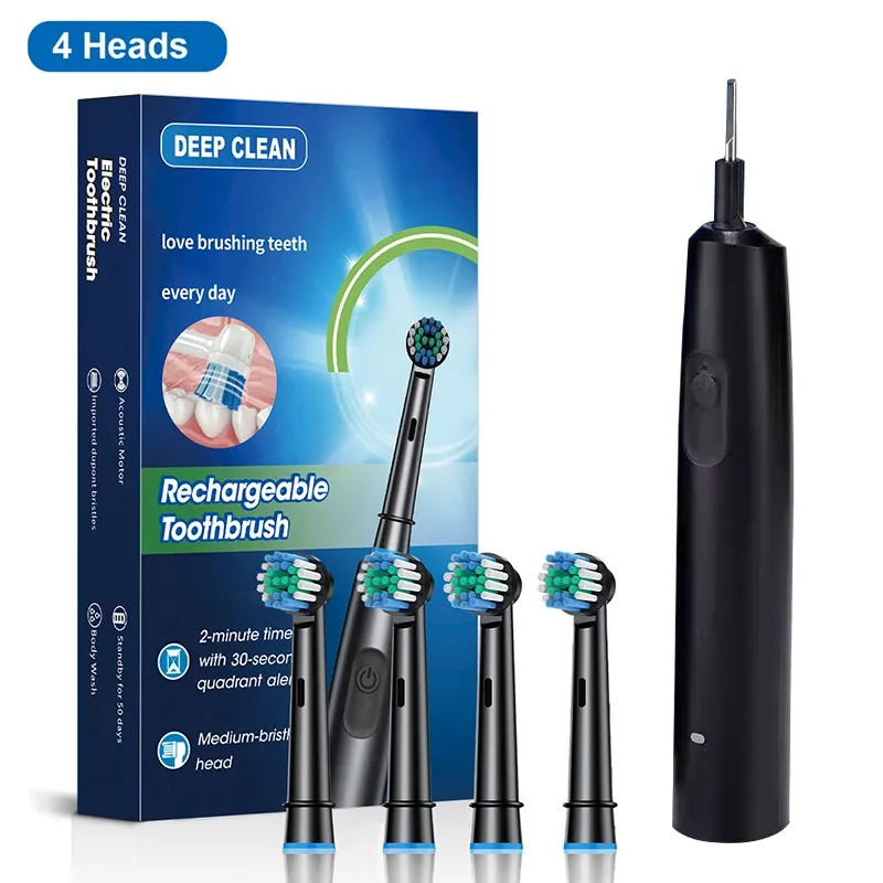 Brosse à dents électrique rotative rechargeable pour adultes avec 8 têtes de brosse souples 7