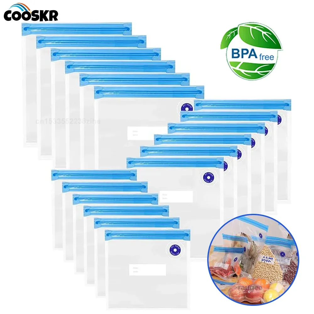 Sacs de mise sous vide réutilisables pour aliments, sans BPA, lot de 10 ou 30
