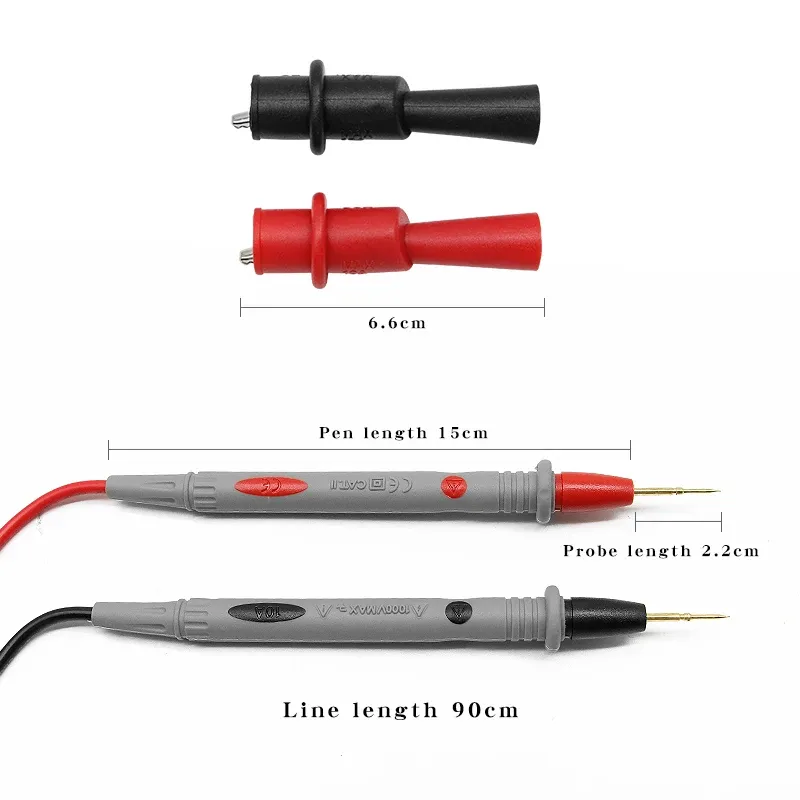 Fils de test pour multimètre numérique, pointe aiguille, 20 A / 1000 V 2
