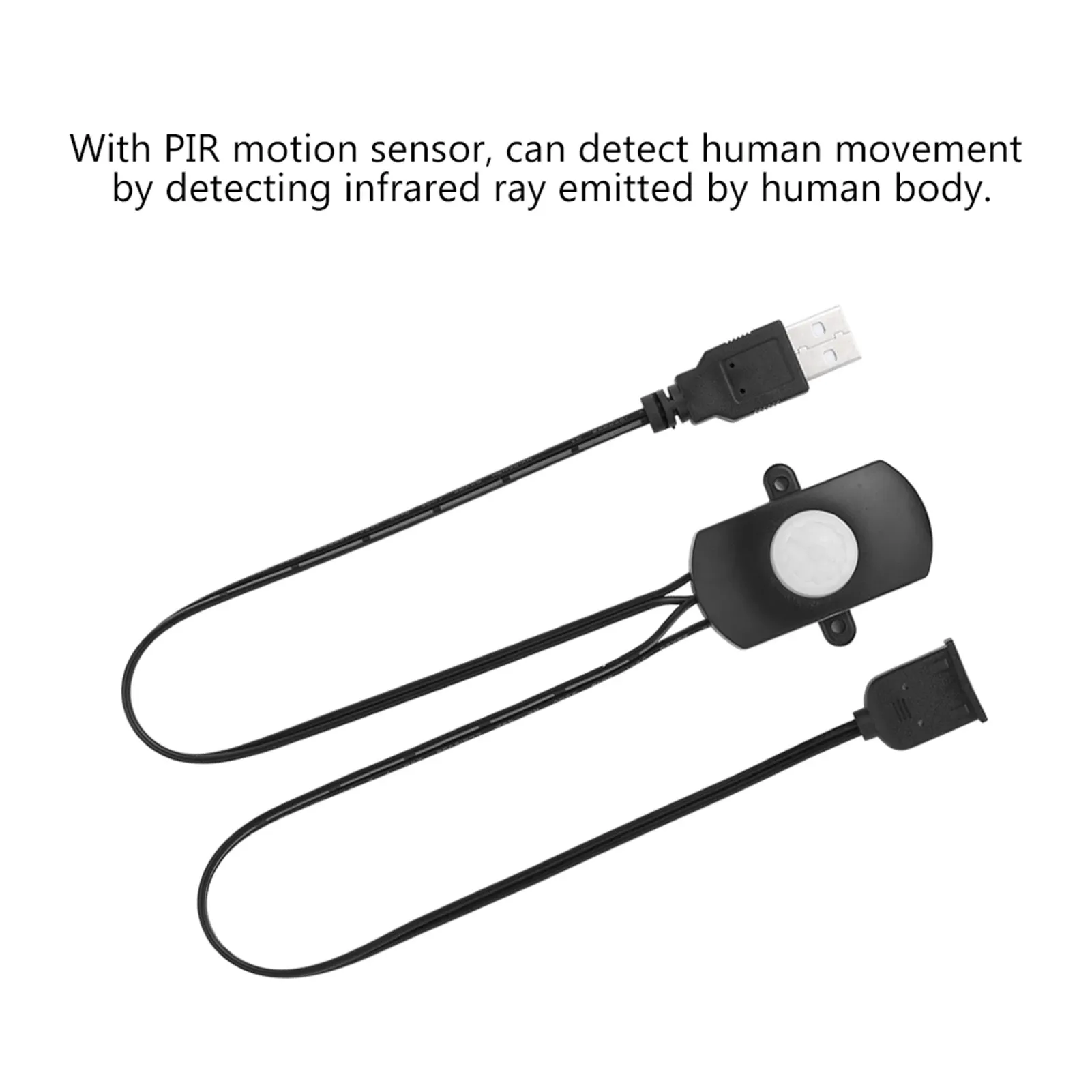 Mini capteur de mouvement PIR 2 A 5-24 V avec interface USB pour bande LED, interrupteur automatique, éclairage économe en énergie 5