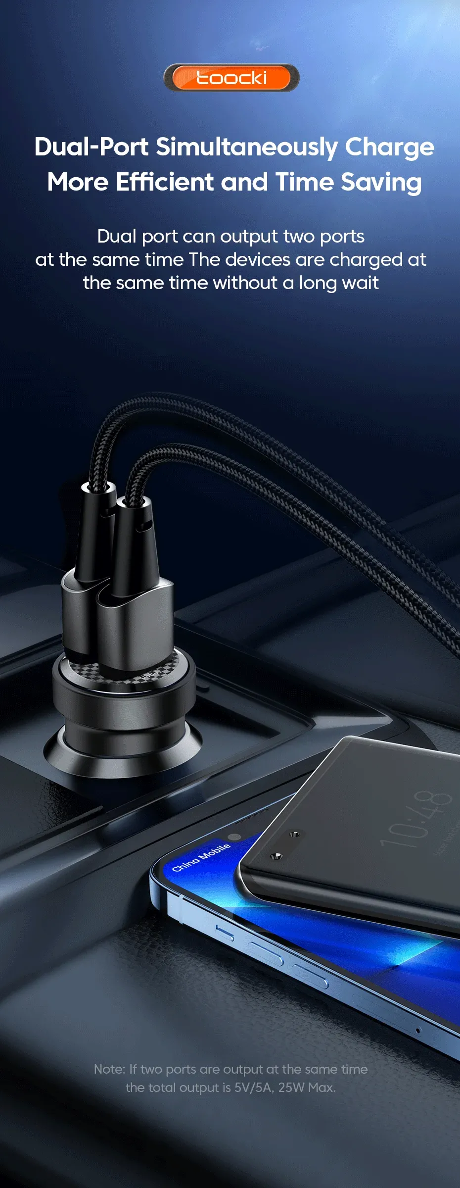 Chargeur de voiture Toocki, détails visuels