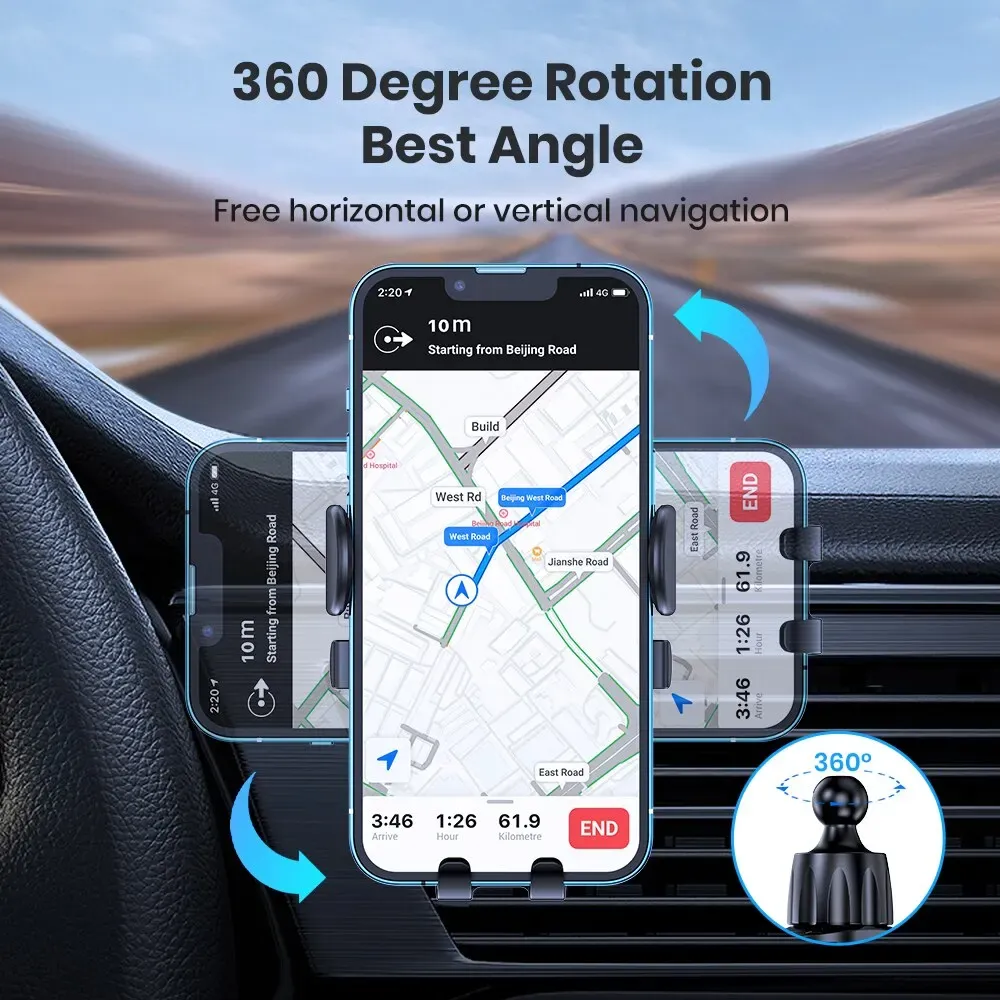 Support de téléphone pour voiture TOPK 2023, à verrouillage automatique, universel, avec clip à crochet pour grille d'aération, compatible iPhone et Samsung 3