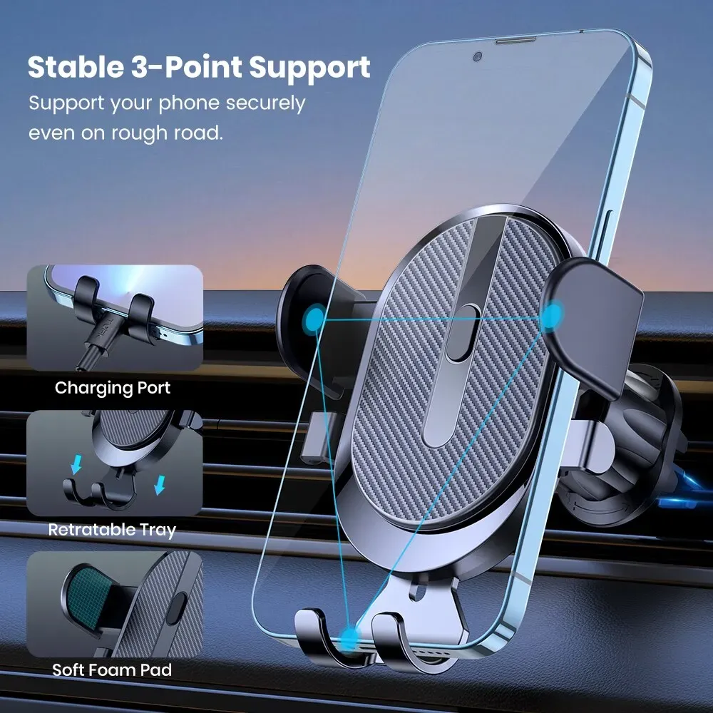 Support de téléphone pour voiture TOPK 2023, à verrouillage automatique, universel, avec clip à crochet pour grille d'aération, compatible iPhone et Samsung 4