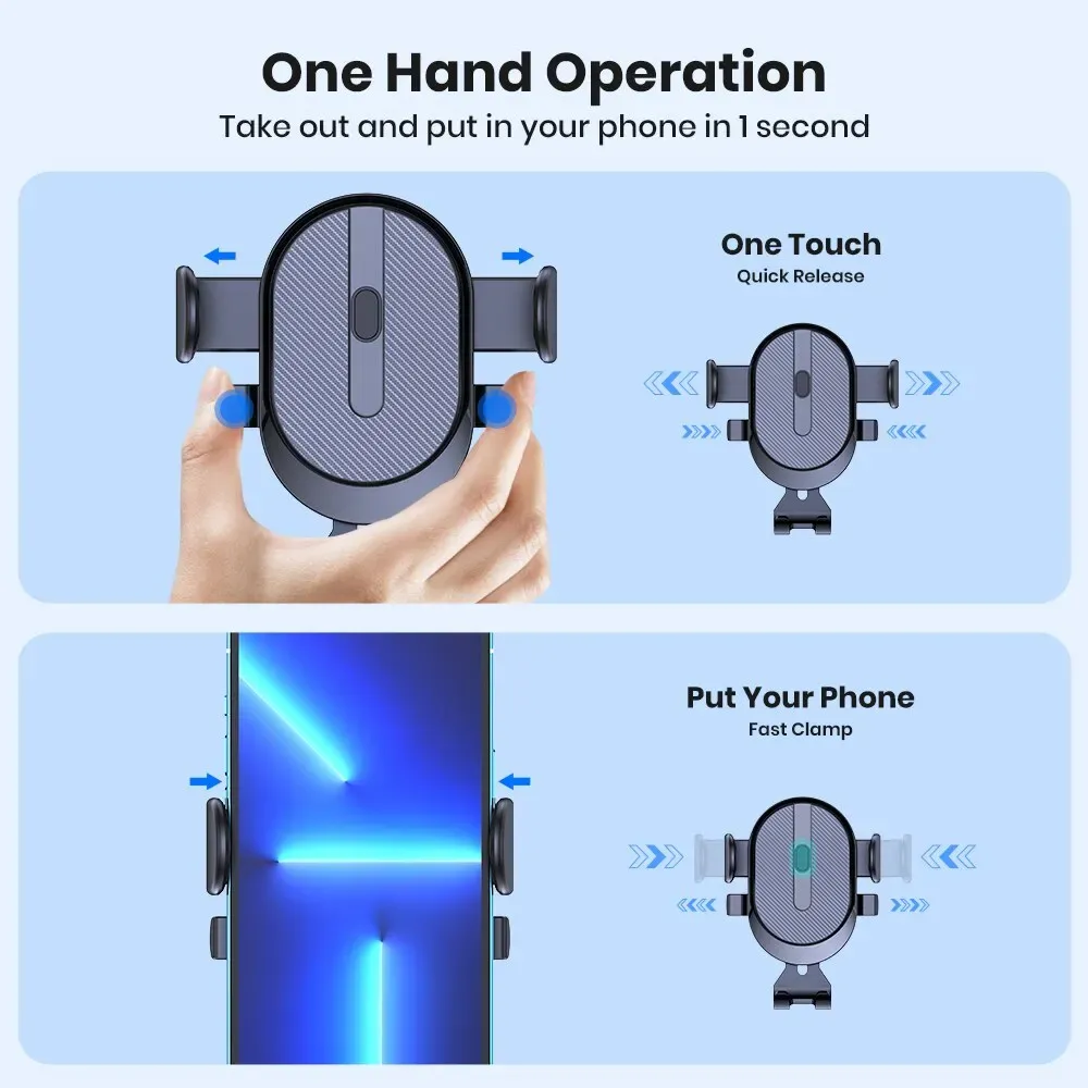 Support de téléphone pour voiture TOPK 2023, à verrouillage automatique, universel, avec clip à crochet pour grille d'aération, compatible iPhone et Samsung 5