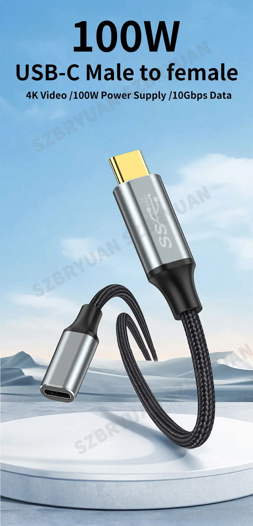 Câble d'extension USB-C vers USB-C, vue d'ensemble