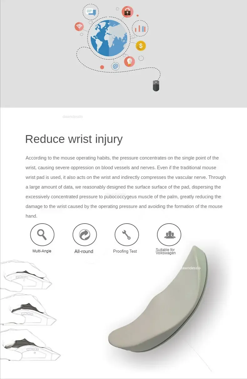 Tapis de souris ergonomique en gel de silicone, vue rapprochée