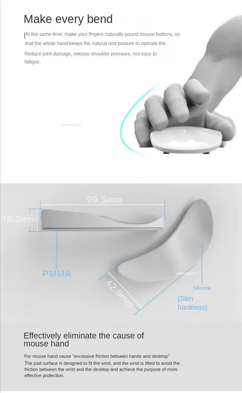 Tapis de souris ergonomique en gel de silicone, confort d'appui