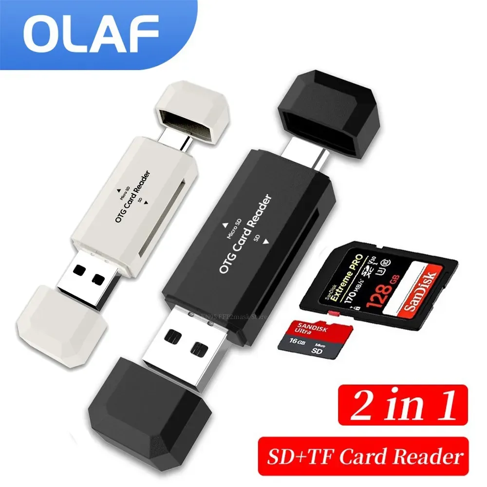 Lecteur de cartes mémoire SD/TF 2 en 1 USB-C et USB 2.0 haute vitesse pour PC et ordinateur portable