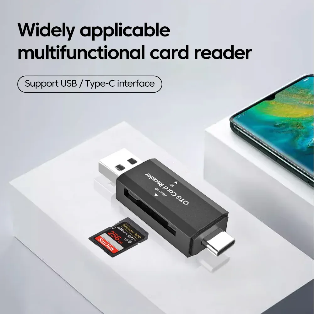 Lecteur de cartes mémoire SD/TF 2 en 1 USB-C et USB 2.0 haute vitesse pour PC et ordinateur portable 3