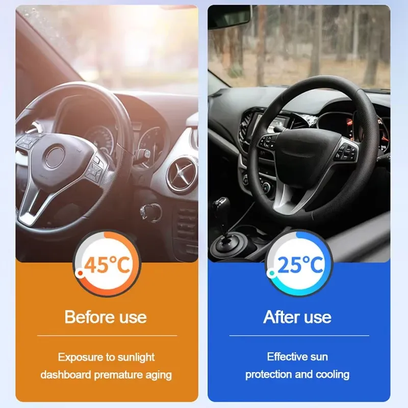 Pare-soleil pliable pour pare-brise de voiture, protection UV et réflecteur 3