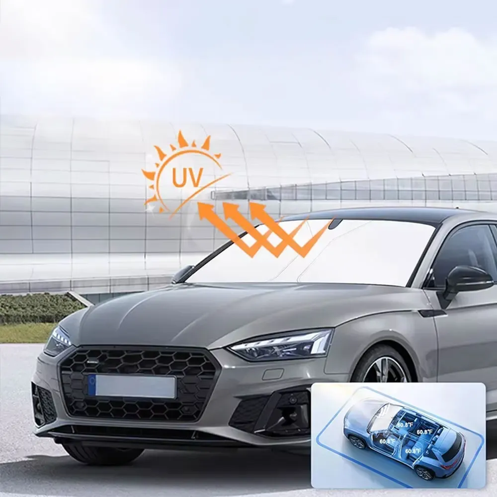 Pare-soleil pliable pour pare-brise de voiture, protection UV et réflecteur 4
