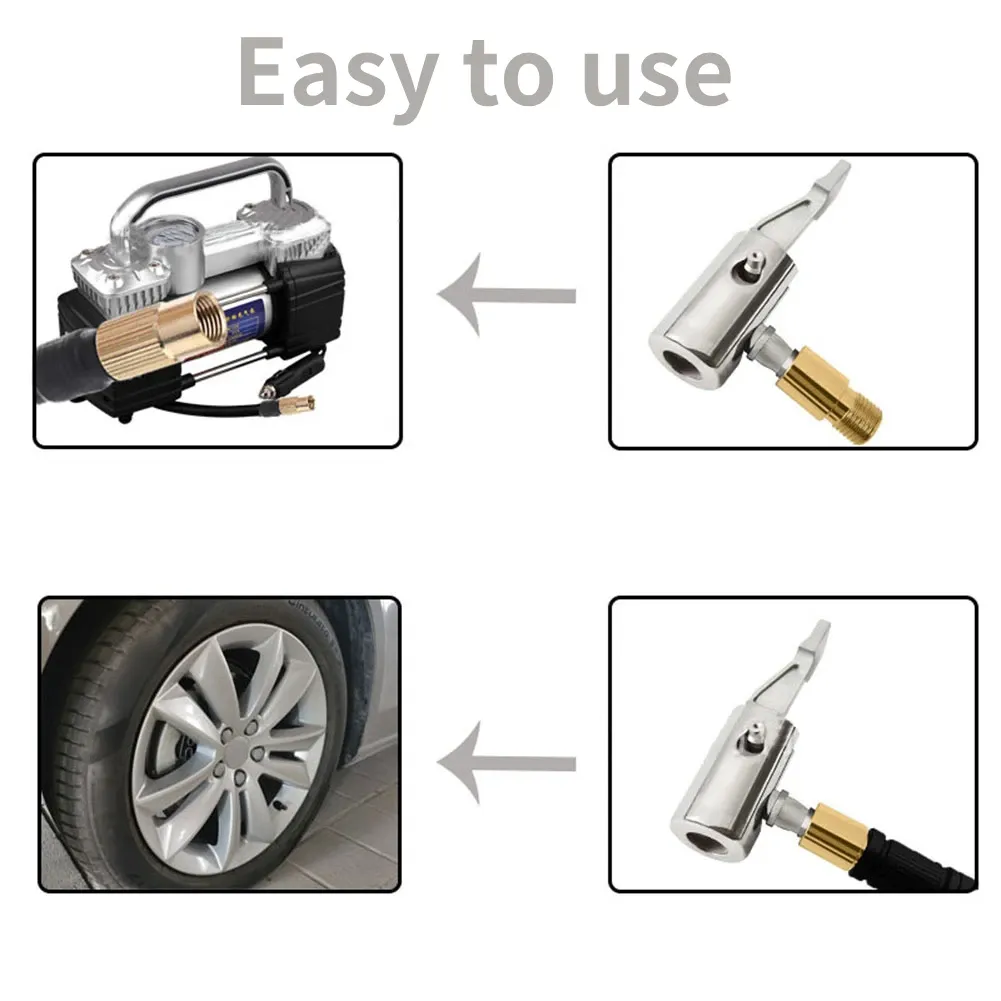 Gonfleur de pneu portable à verrouillage pour valve de voiture, avec embout à griffe 3