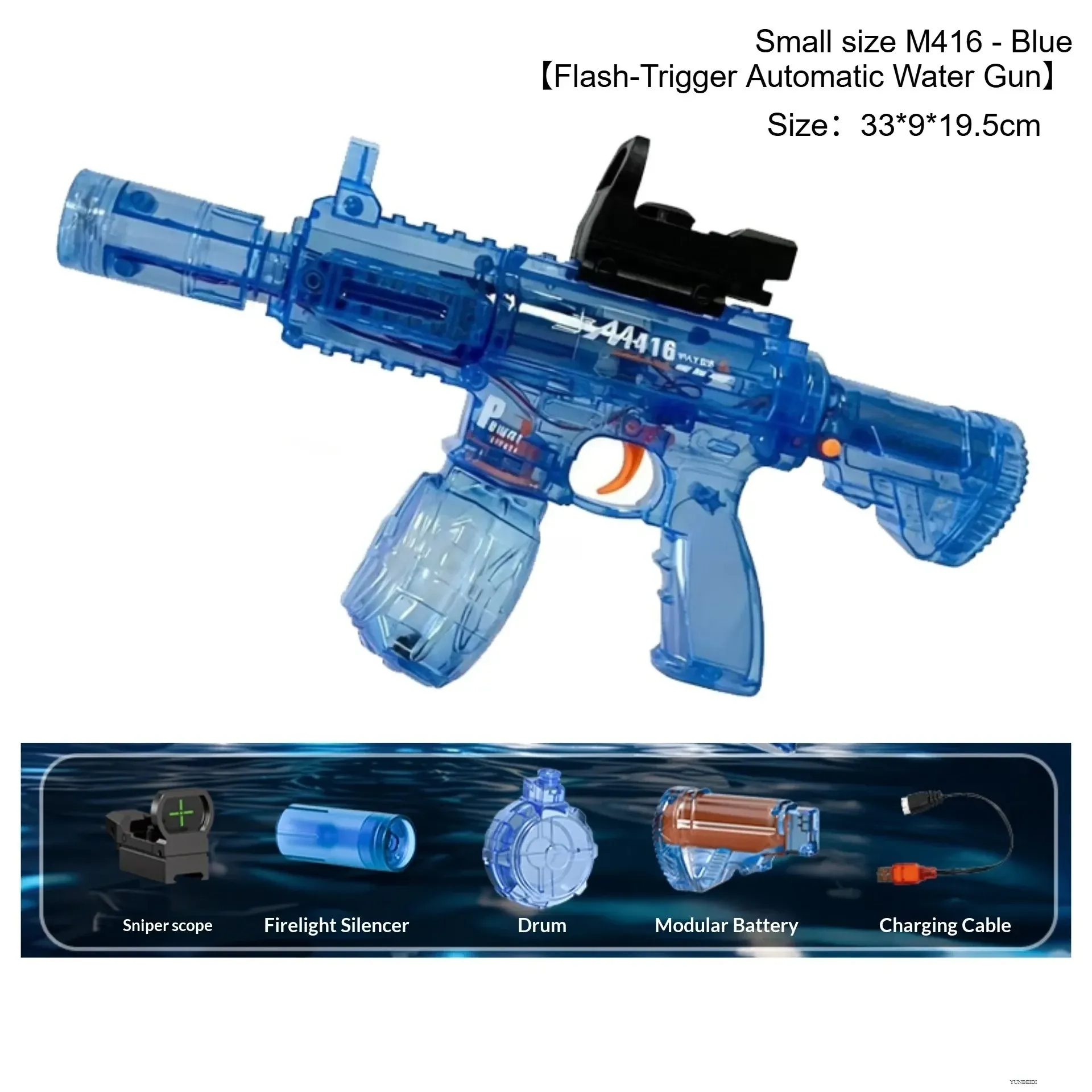Pistolet à eau électrique M416 à tir continu haute vitesse, rechargement automatique 7