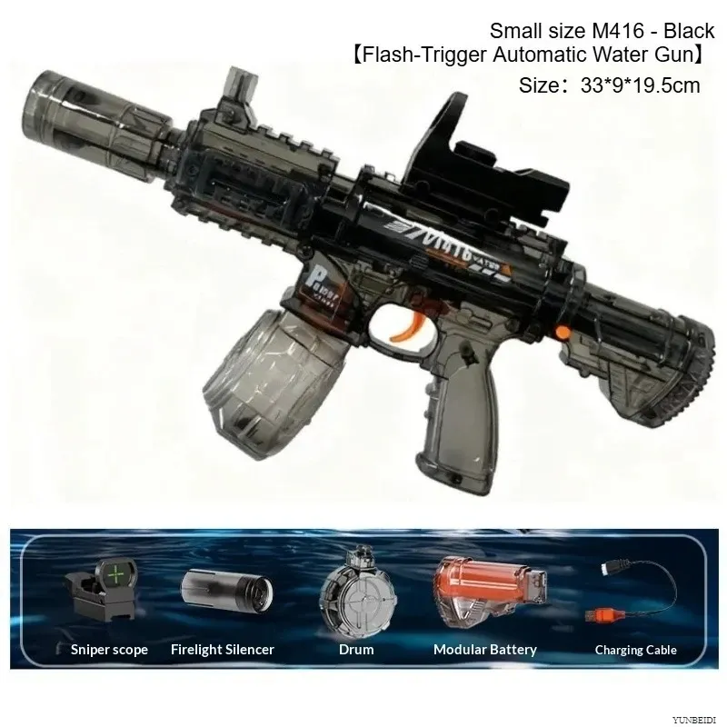 Pistolet à eau électrique M416 à tir continu haute vitesse, rechargement automatique 9