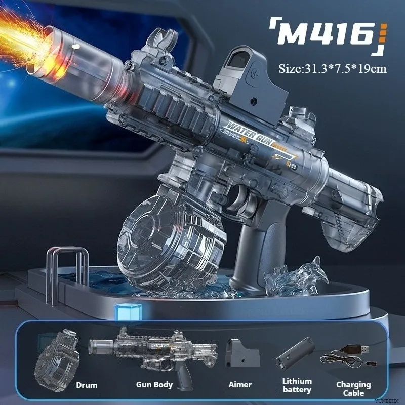 Pistolet à eau électrique M416 à tir continu haute vitesse, rechargement automatique 12
