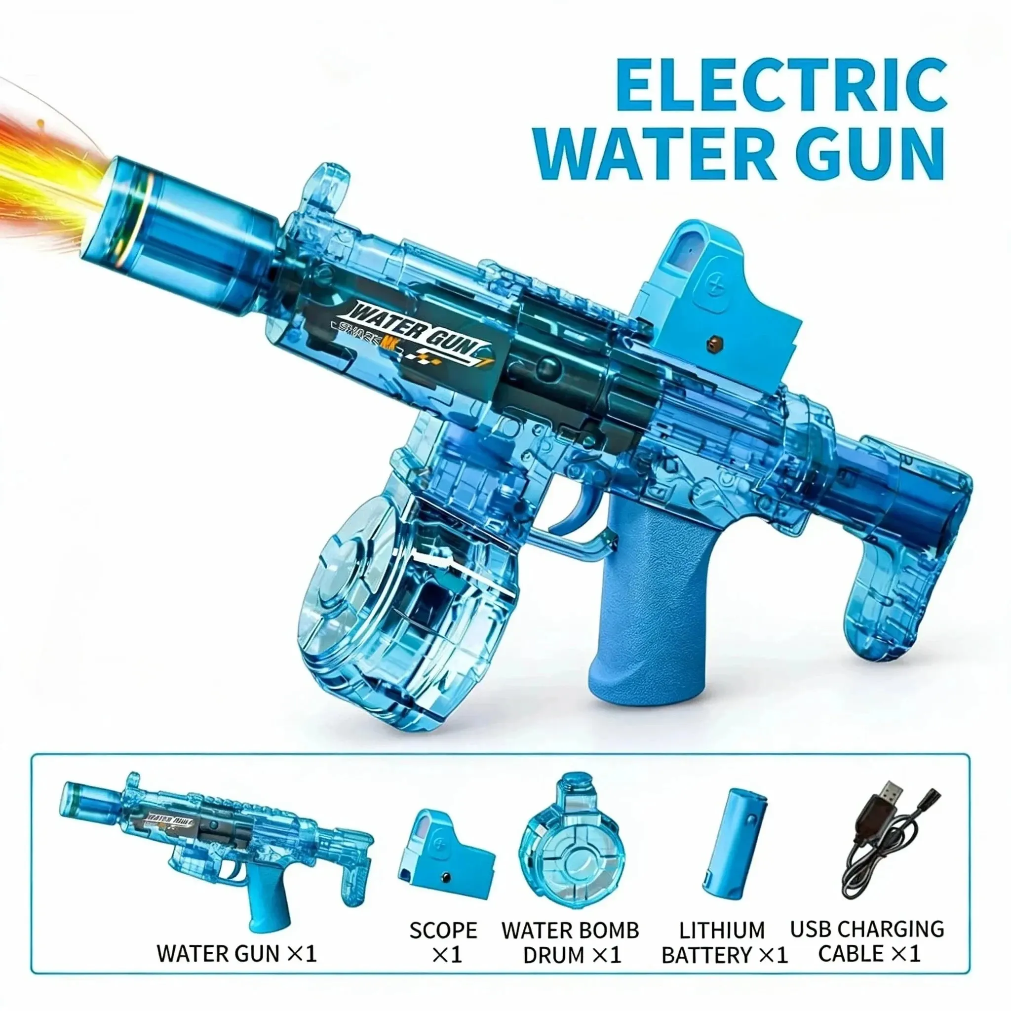 Pistolet à eau électrique M416 à tir continu haute vitesse, rechargement automatique 8