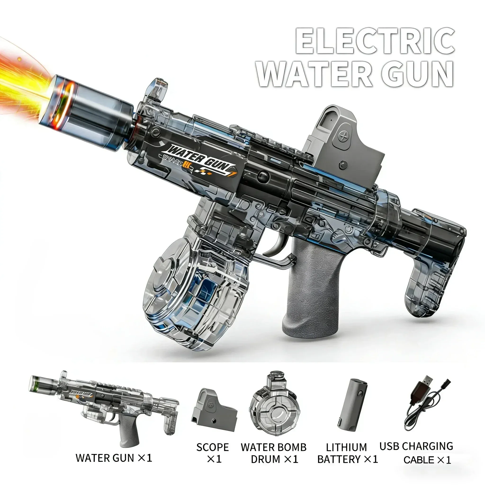 Pistolet à eau électrique M416 à tir continu haute vitesse, rechargement automatique 10