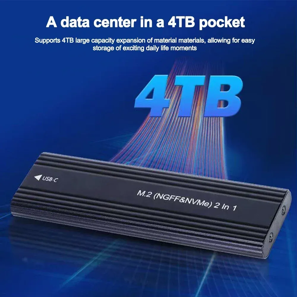 Boîtier SSD M.2 NVMe et SATA à double protocole, adaptateur M.2 vers USB Type-C, prise en charge des clés M et B+M 4
