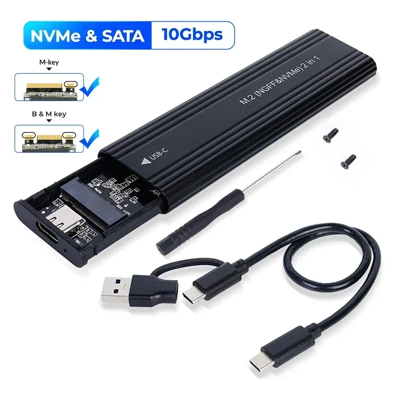 Boîtier SSD M.2 NVMe et SATA à double protocole, adaptateur M.2 vers USB Type-C, prise en charge des clés M et B+M 9