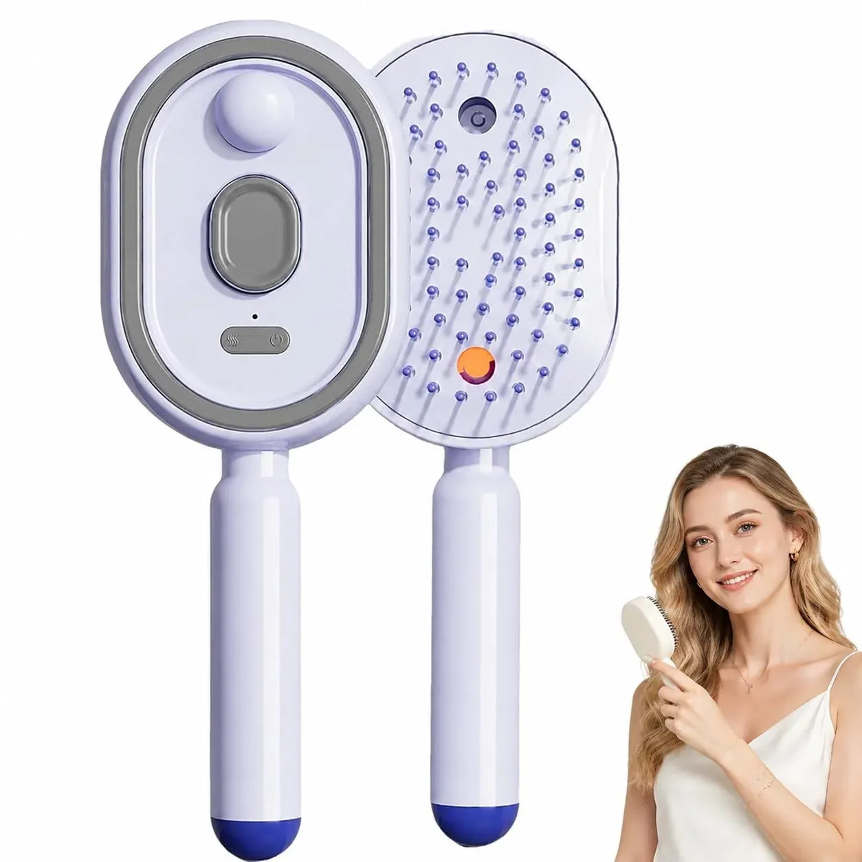 Peigne de massage électrique à coussin d'air autonettoyant, anti-emmêlement, pour cheveux crépus et cuir chevelu 1