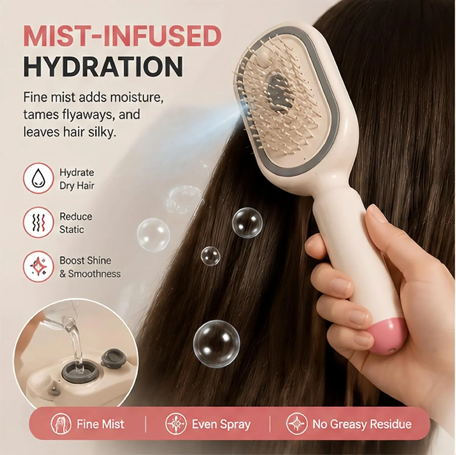 Peigne de massage électrique à coussin d'air autonettoyant, anti-emmêlement, pour cheveux crépus et cuir chevelu 3