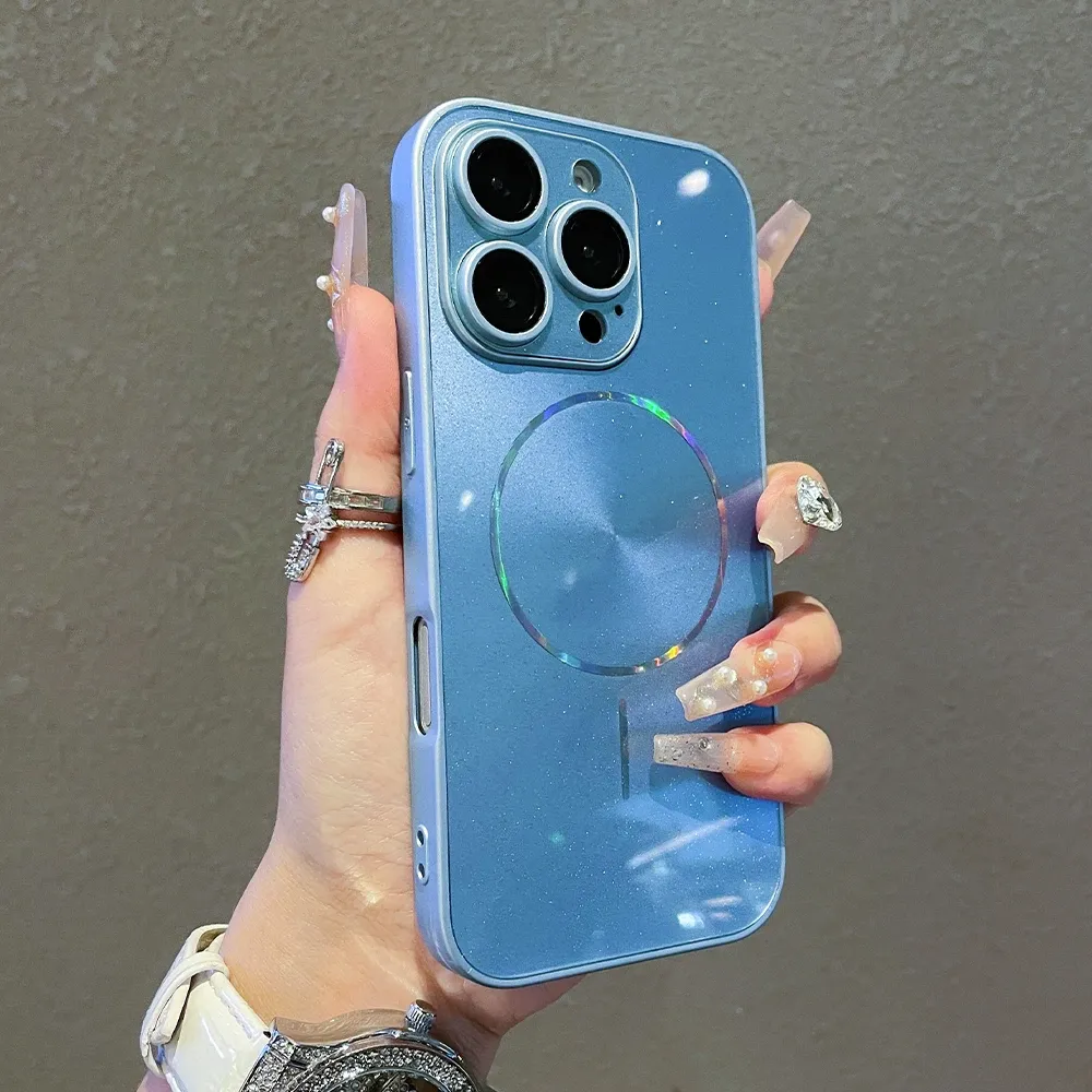 Coque MagSafe brillante Aurora pour iPhone 11 à 18 Pro Max, protection complète de l'objectif 3