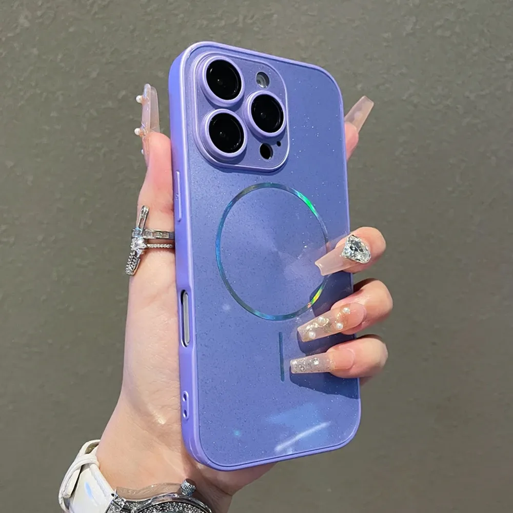 Coque MagSafe brillante Aurora pour iPhone 11 à 18 Pro Max, protection complète de l'objectif 2
