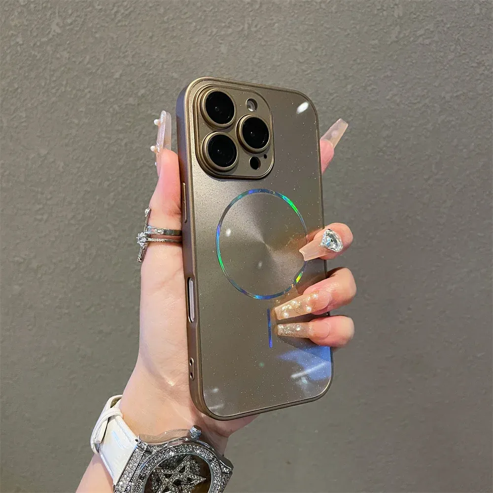 Coque MagSafe brillante Aurora pour iPhone 11 à 18 Pro Max, protection complète de l'objectif 9