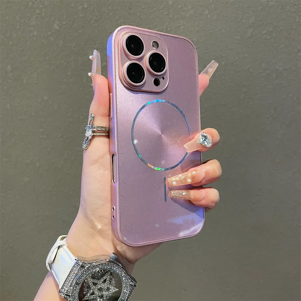 Coque MagSafe brillante Aurora pour iPhone 11 à 18 Pro Max, protection complète de l'objectif 7