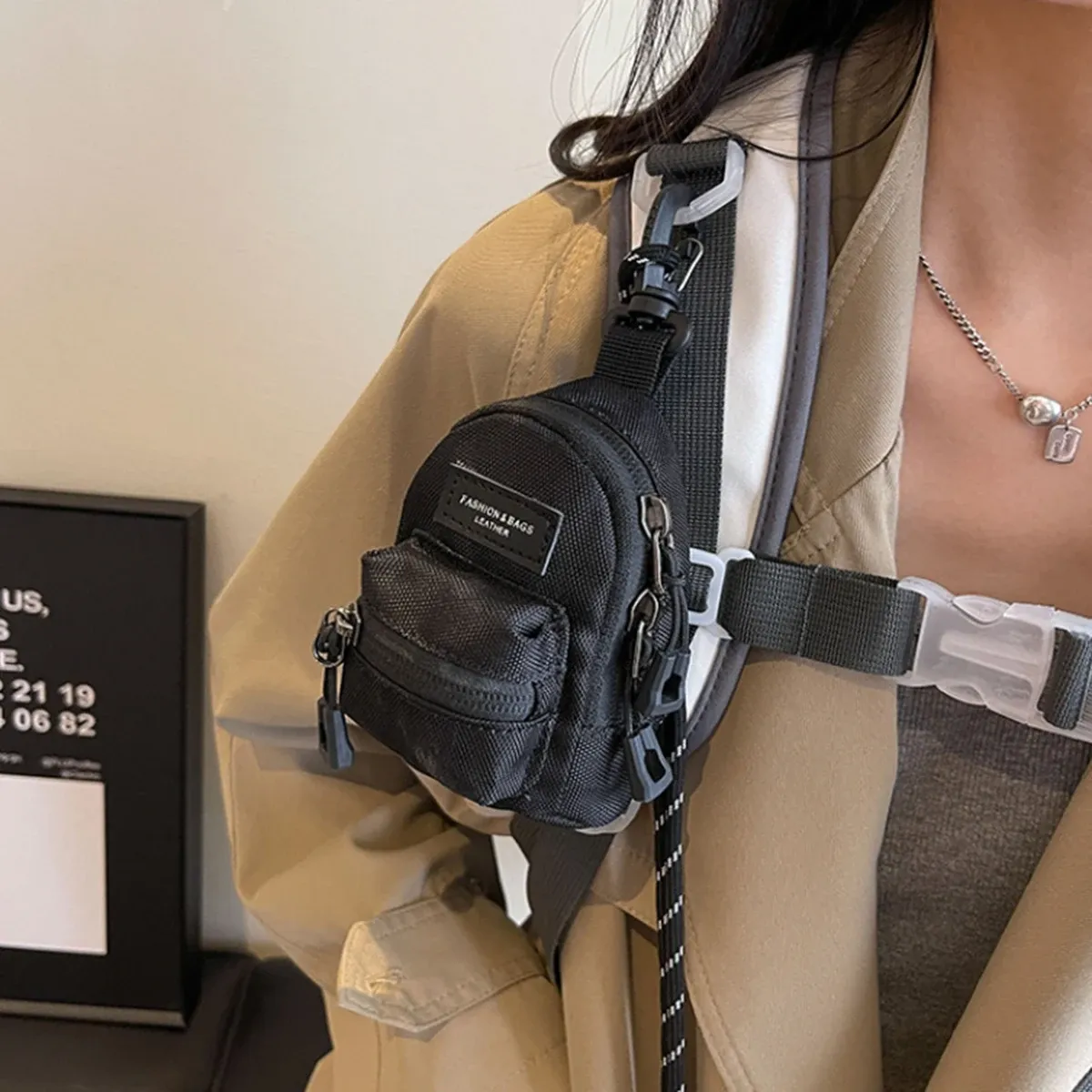 Mini portefeuille unisexe, petit sac à bandoulière portable, pour écouteurs et clés, style hip-hop décontracté, polyvalent
