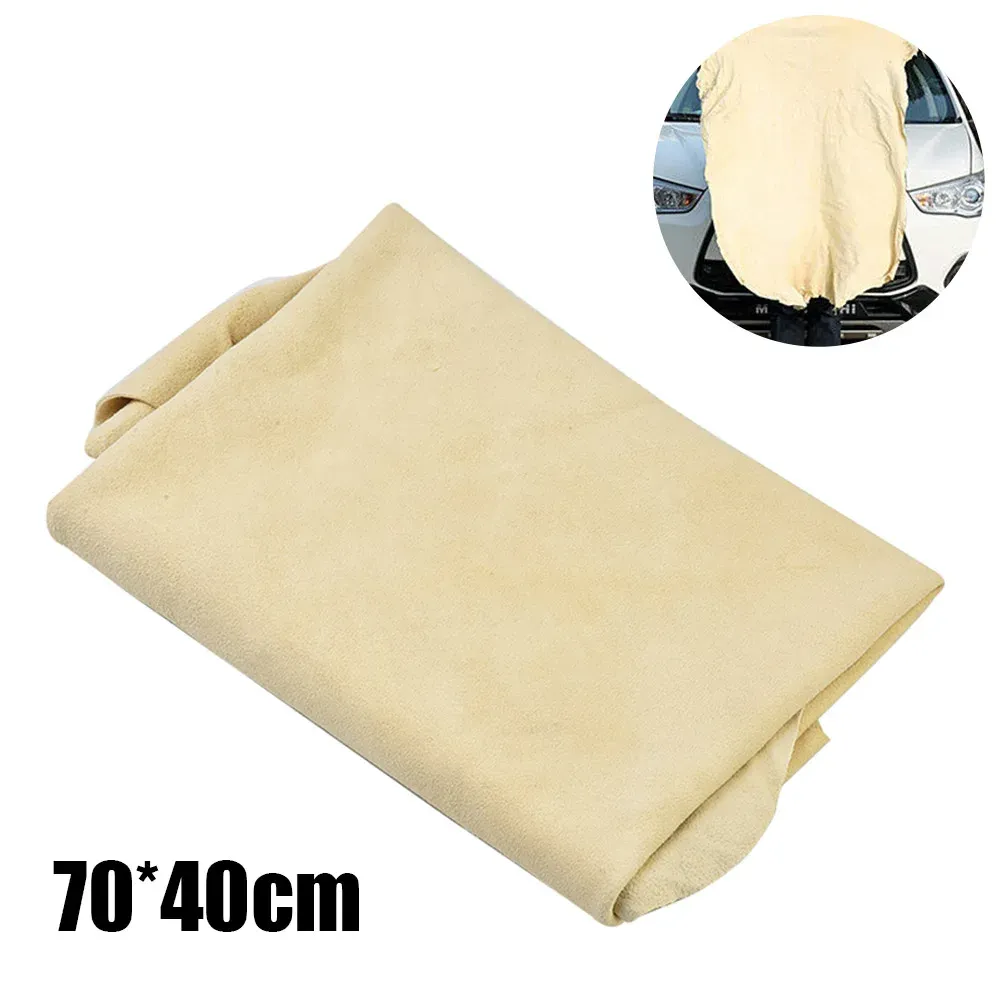 Chiffon de nettoyage de voiture en chamois naturel, vue détaillée