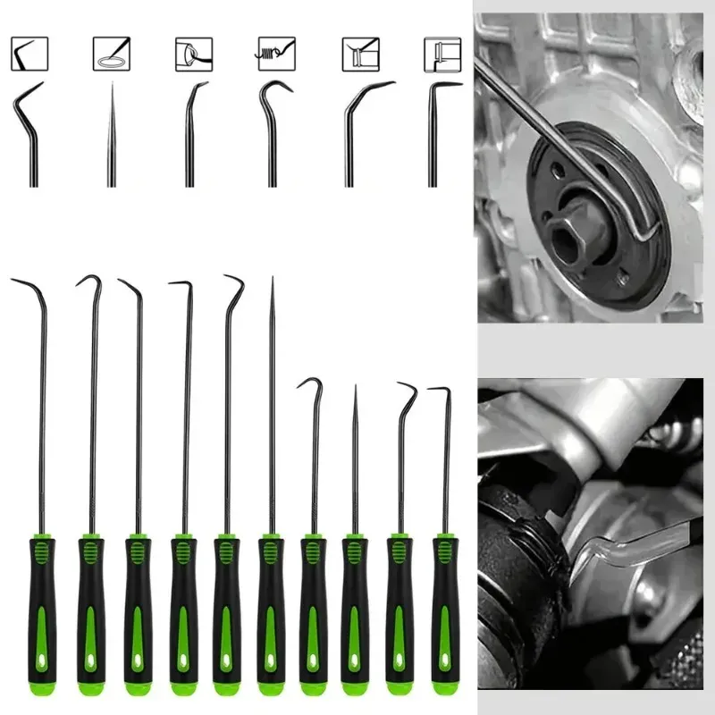 Kit professionnel d'extracteur de joints d'huile et de joints toriques pour automobile, comprenant crochets et tournevis de précision, 10 à 12 pièces 2