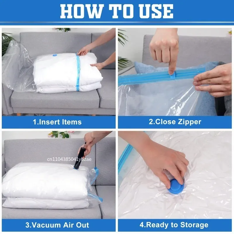 Sacs de compression sous vide épais, lot de 1 à 10 pièces, transparents, pour couette et vêtements 3