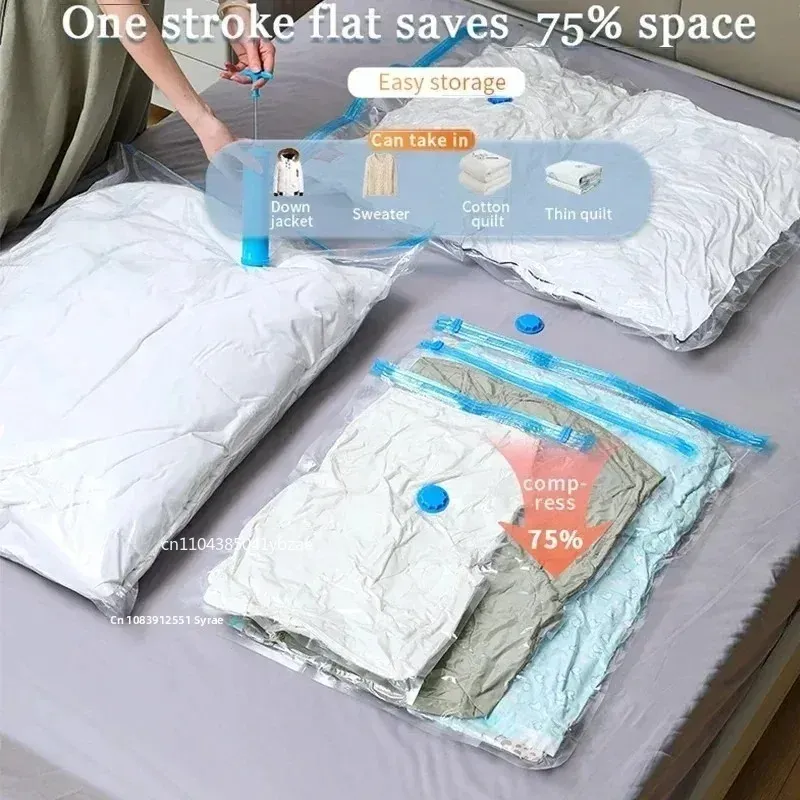 Sacs de compression sous vide épais, lot de 1 à 10 pièces, transparents, pour couette et vêtements 5