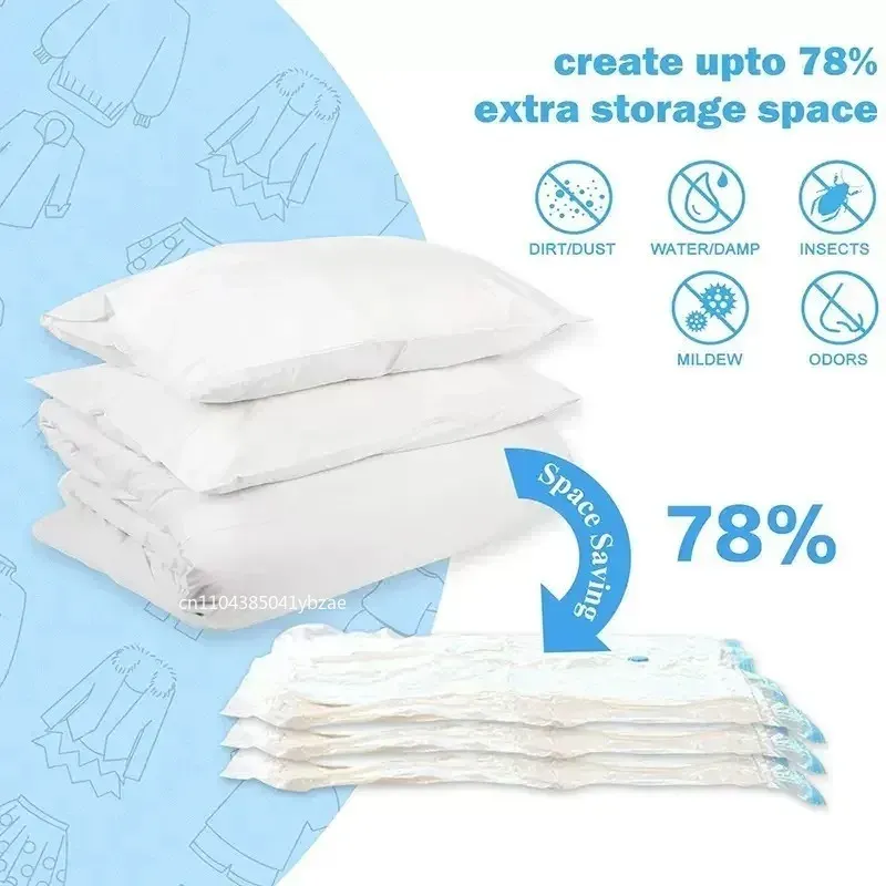 Sacs de compression sous vide épais, lot de 1 à 10 pièces, transparents, pour couette et vêtements 4
