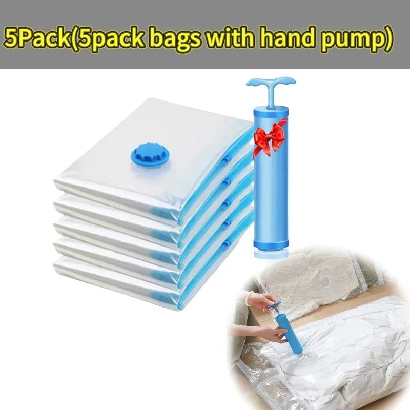 Sacs de compression sous vide épais, lot de 1 à 10 pièces, transparents, pour couette et vêtements 9