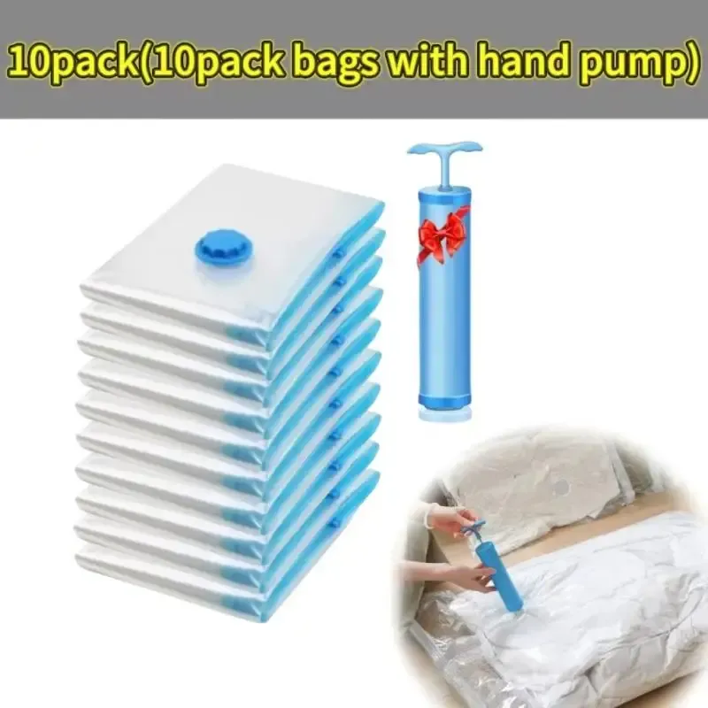 Sacs de compression sous vide épais, lot de 1 à 10 pièces, transparents, pour couette et vêtements 11