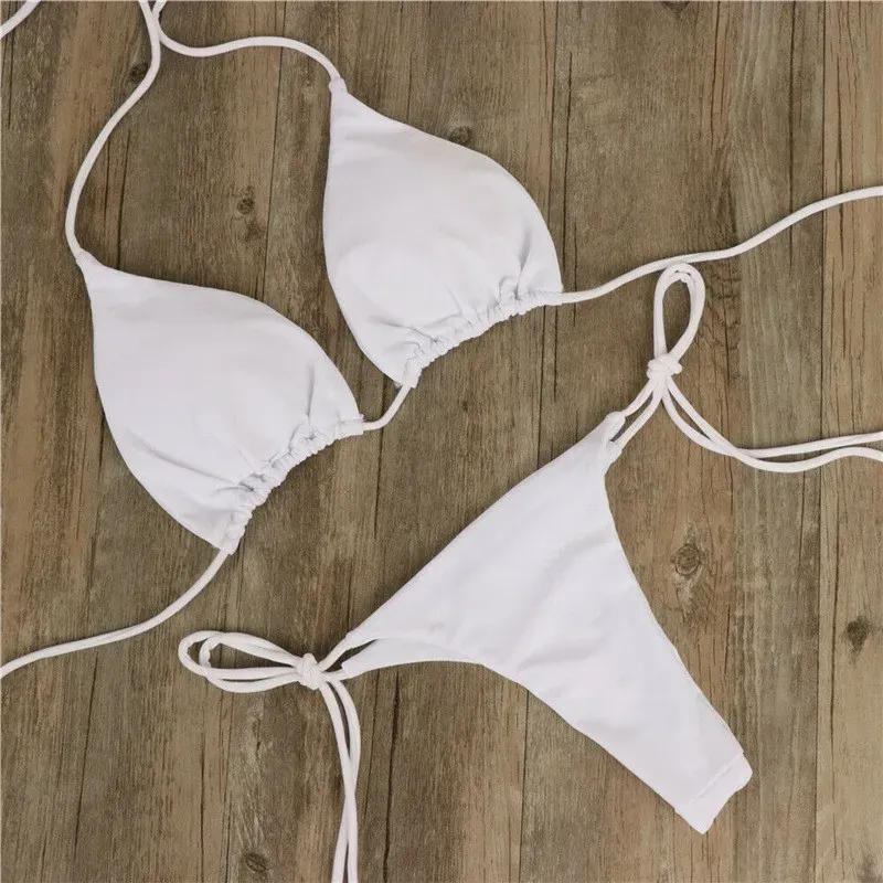 Maillot de bain deux pièces femme pour l'été, bikini sexy à bonnet push-up rembourré avec string 4