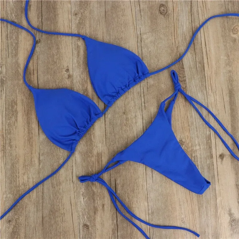 Maillot de bain deux pièces femme pour l'été, bikini sexy à bonnet push-up rembourré avec string 8