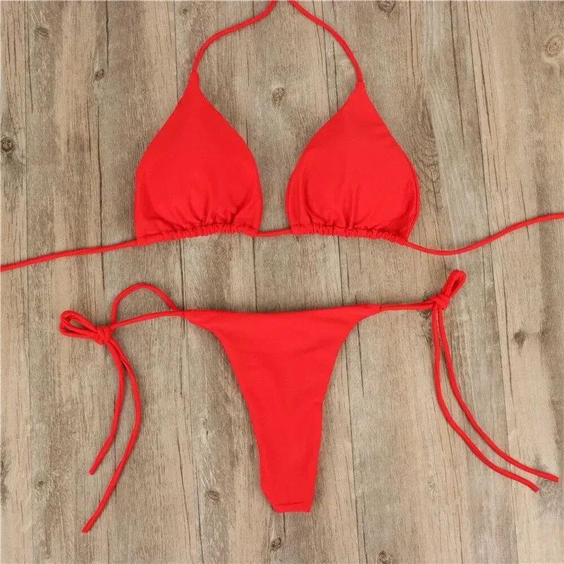 Maillot de bain deux pièces femme pour l'été, bikini sexy à bonnet push-up rembourré avec string 10