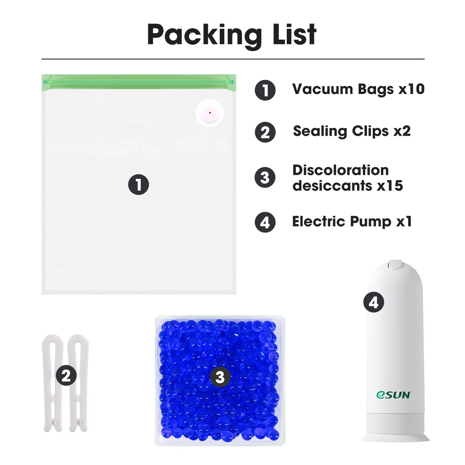 Kit de sacs de rangement ESUN pour bobines de filament d'impression 3D (silk PLA, PETG, TPU) – Sachets scellés sous vide pour conserver les filaments au sec 4
