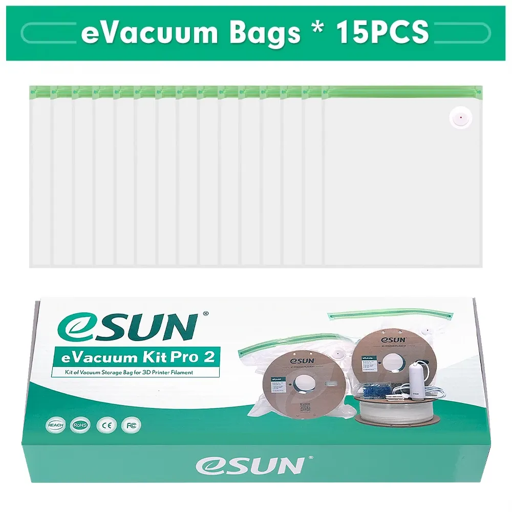 Kit de sacs de rangement ESUN pour bobines de filament d'impression 3D (silk PLA, PETG, TPU) – Sachets scellés sous vide pour conserver les filaments au sec 10