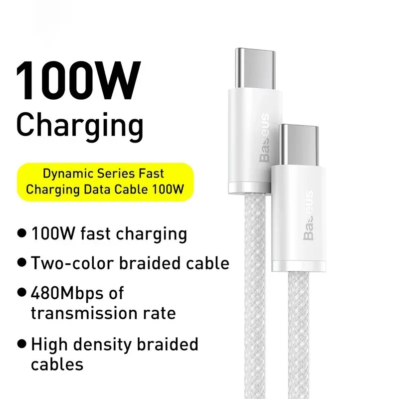 Câble USB-C Baseus 100W pour iPhone 16, 15 Plus, Pro, Pro Max, MacBook Pro et iPad, compatible PD, charge rapide 6