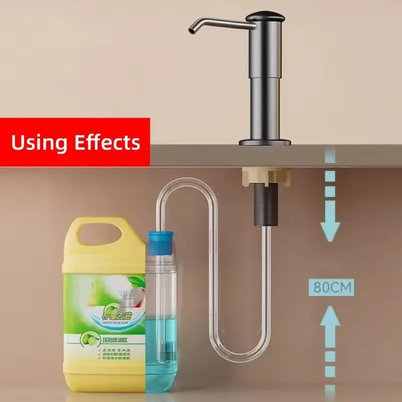 Distributeur de savon pour évier de cuisine avec kit de tube d'extension, pompe sous évier sans réservoir supplémentaire - Image 1