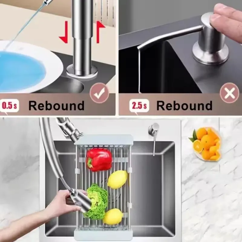Distributeur de savon pour évier de cuisine avec kit de tube d'extension, pompe sous évier sans réservoir supplémentaire 5