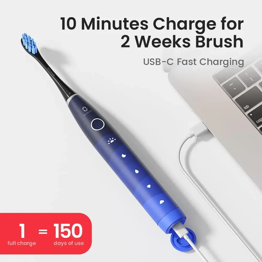 Brosse à dents électrique Oclean pour adultes, autonomie 150 jours, 3 têtes, 5 modes, étanche IPX7 3