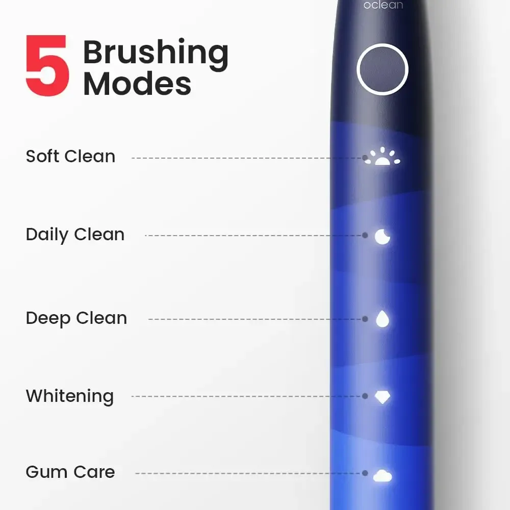 Brosse à dents électrique Oclean pour adultes, autonomie 150 jours, 3 têtes, 5 modes, étanche IPX7 4